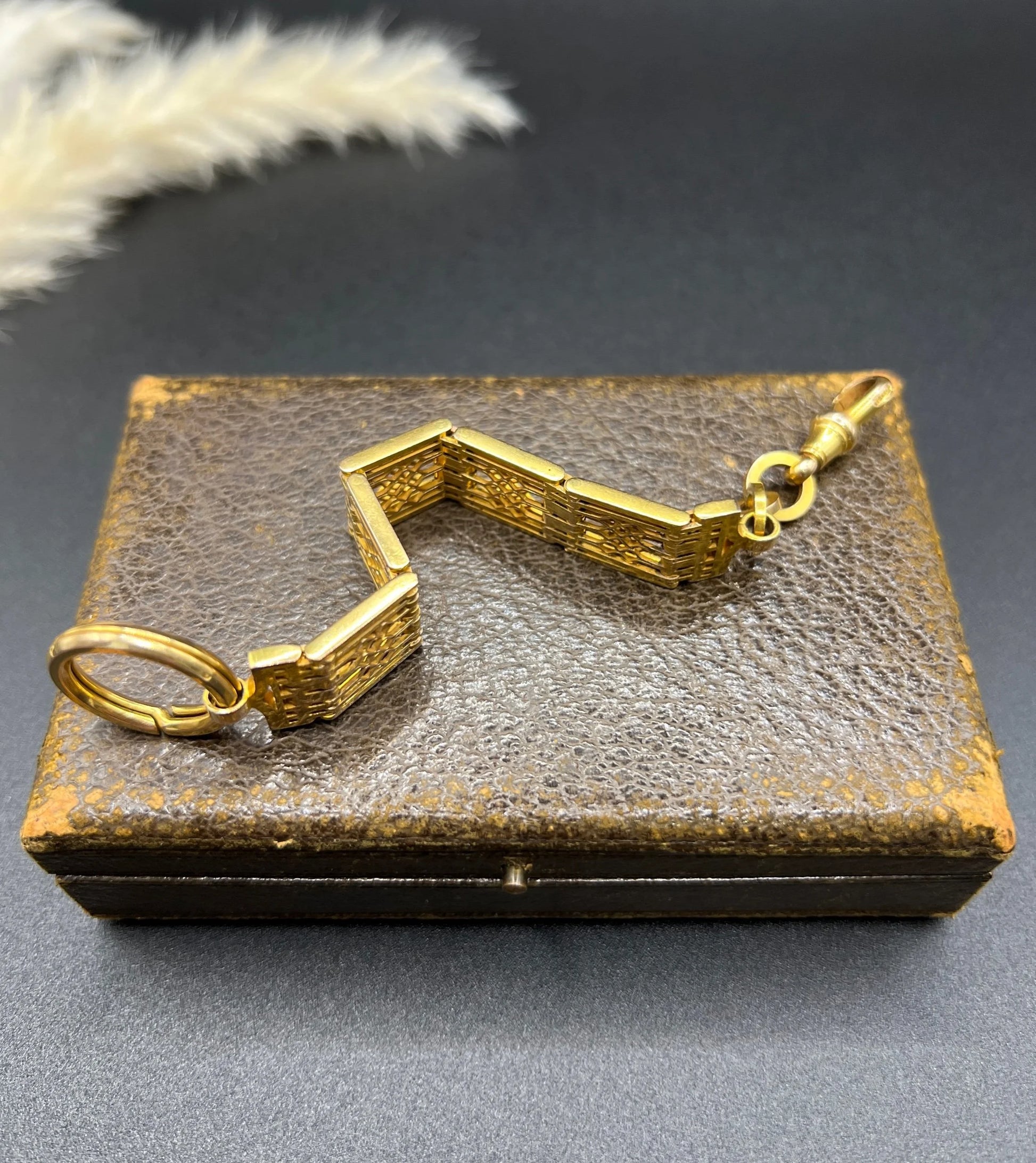 Antique 9 Carat Yellow Gold Gate Link Chain Extender Pendant, Circa 1900