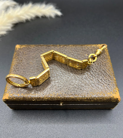 Antique 9 Carat Yellow Gold Gate Link Chain Extender Pendant, Circa 1900