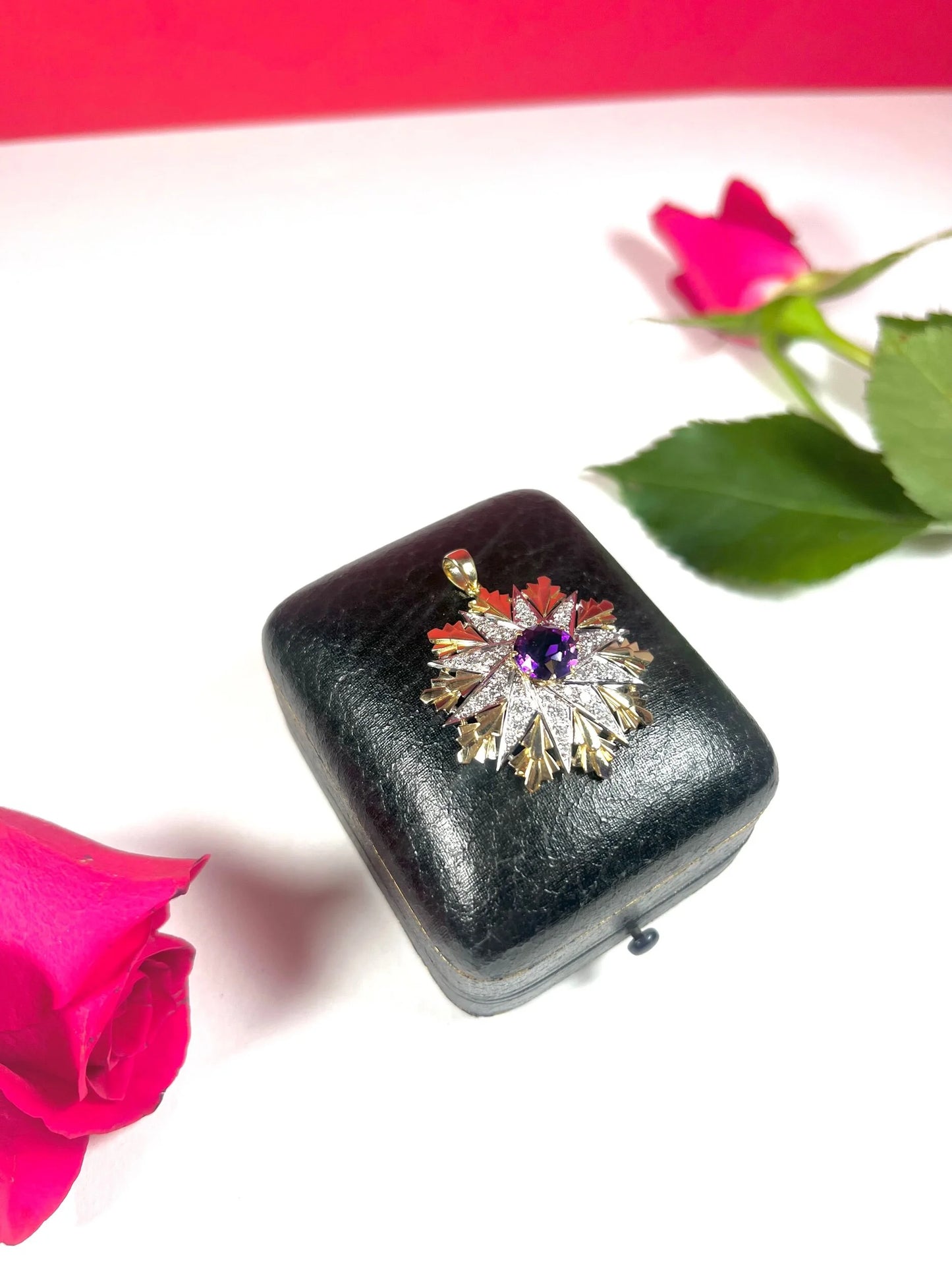 Vintage 1940s Amethyst & Diamond Star Pendant