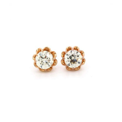 Retro Old Cut Diamond Ear Studs 1.17ct and 1.01ct
