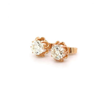 Retro Old Cut Diamond Ear Studs 1.17ct and 1.01ct