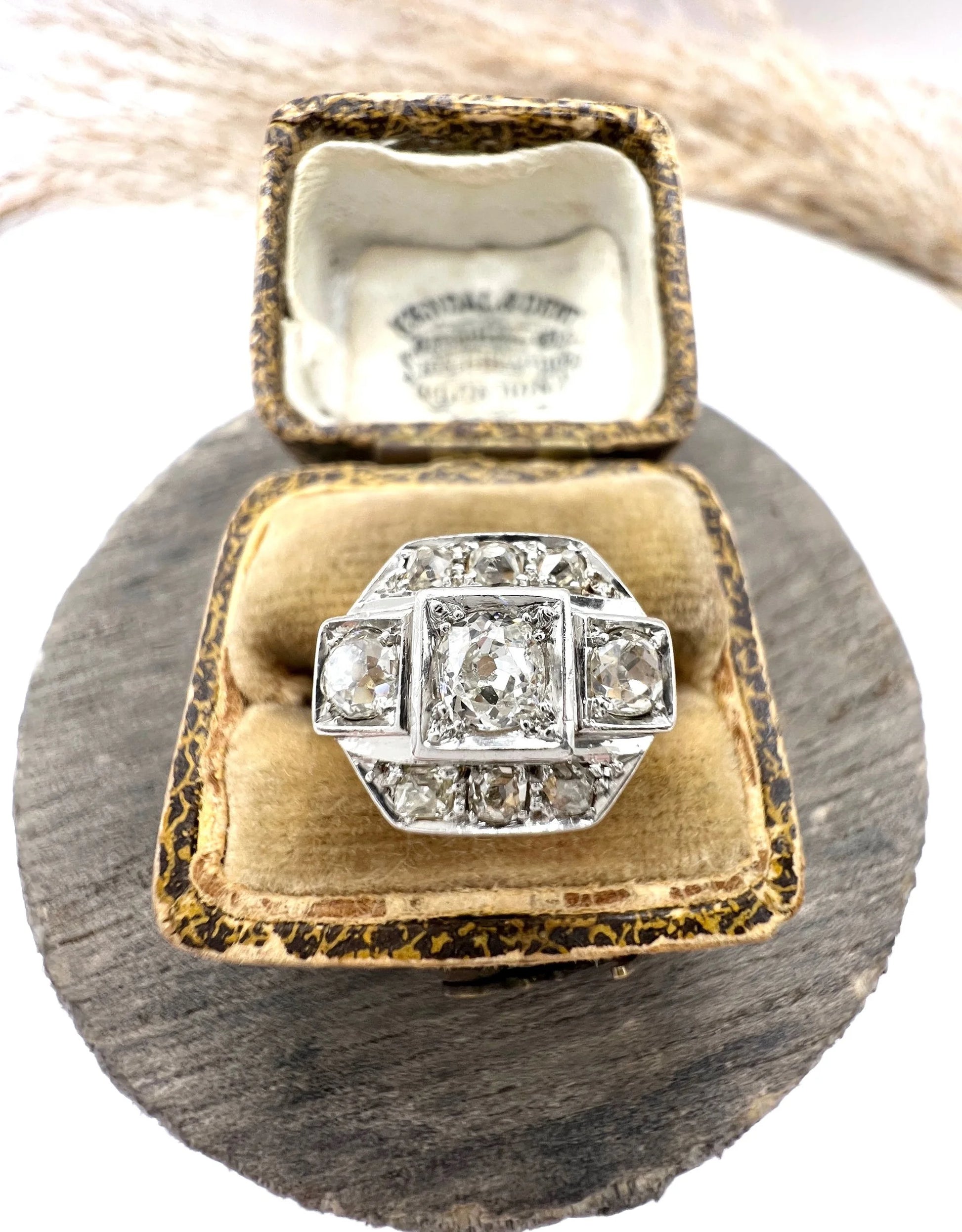 Antique 18 ct Gold And Platinum, 1920's Art Deco Diamond Engagement Ring