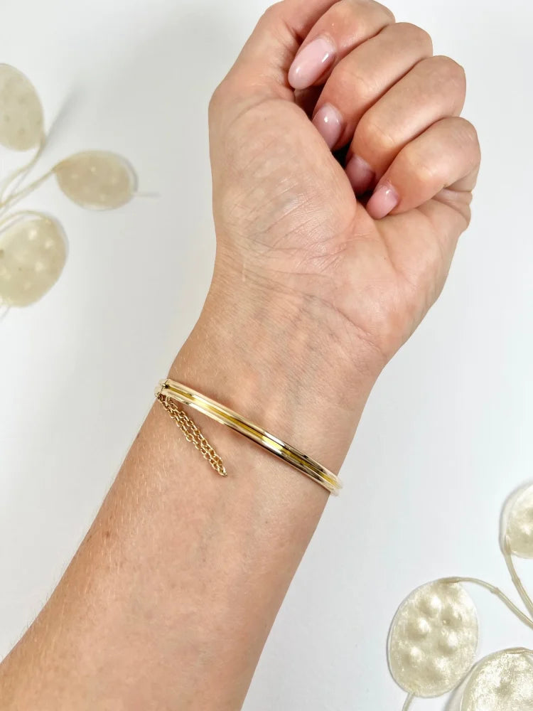 Antique 15 Carat Yellow Gold Suffragette Bangle with Amethyst, Peridot And Diamond Stones