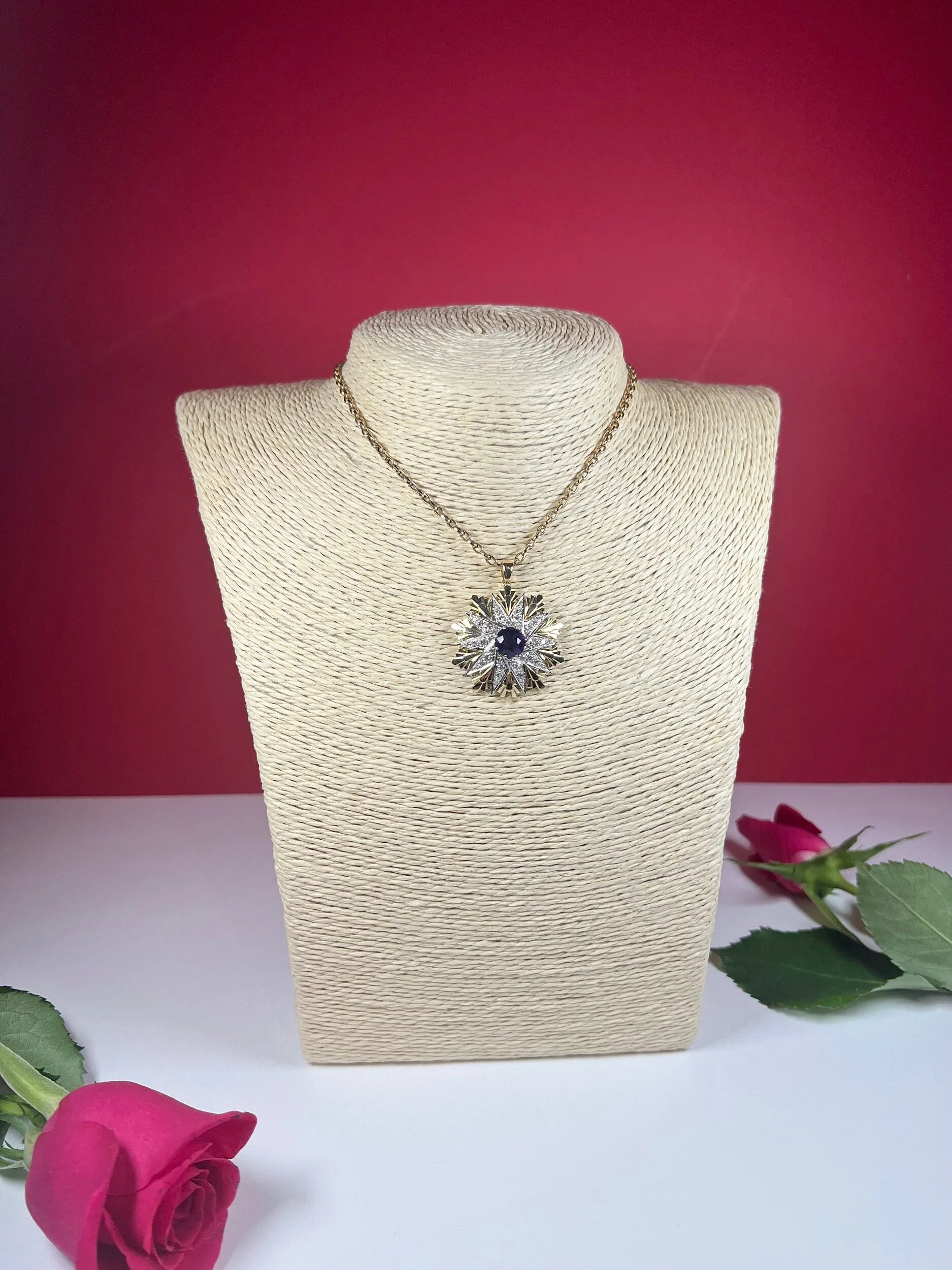 Vintage 1940s Amethyst & Diamond Star Pendant