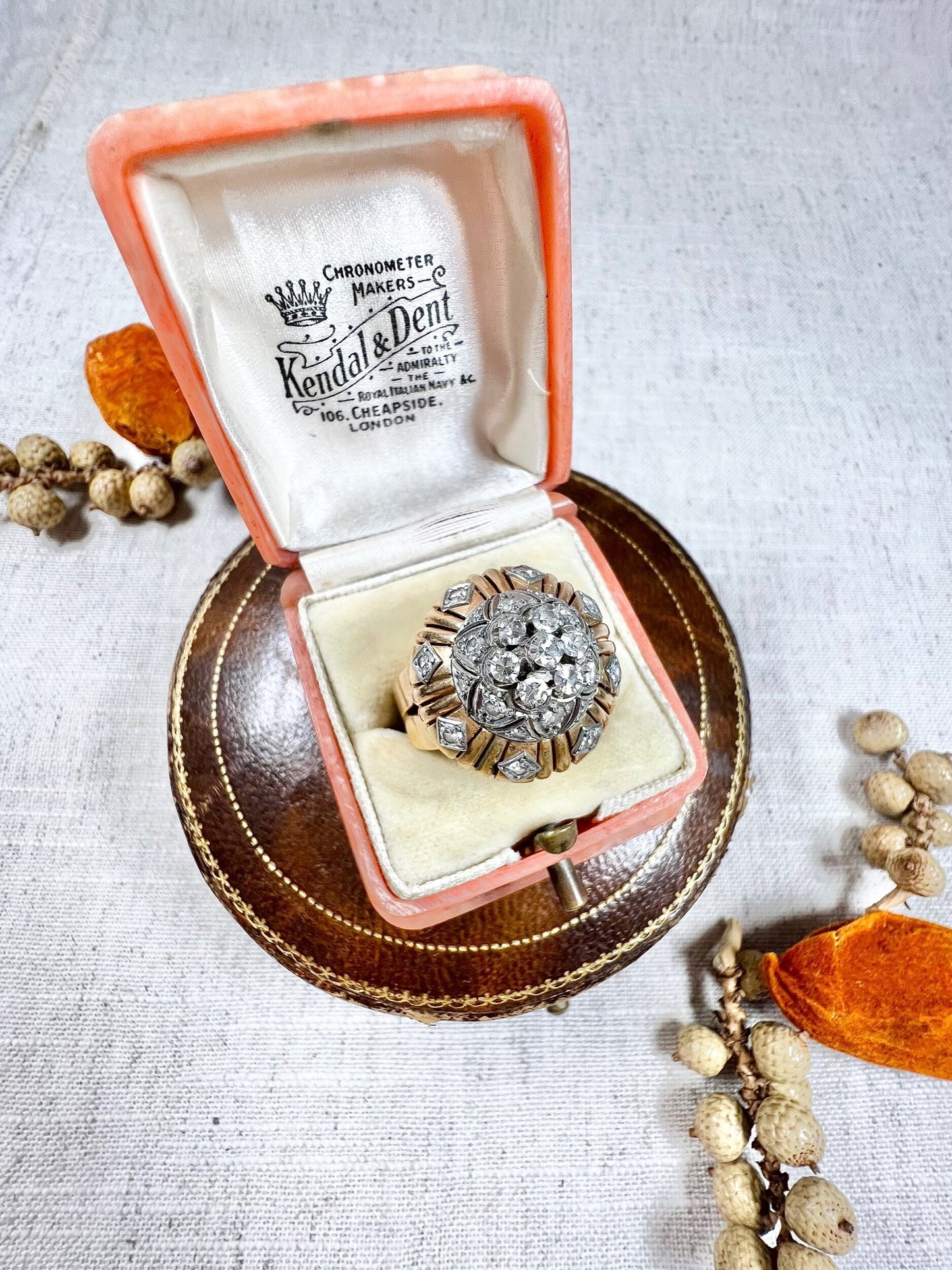 Vintage 1960's 18 Carat Gold, Tiered Dome Shaped, Diamond Cocktail Ring