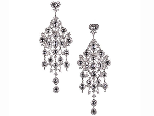 Large Diamond Platinum Chandelier Earrings