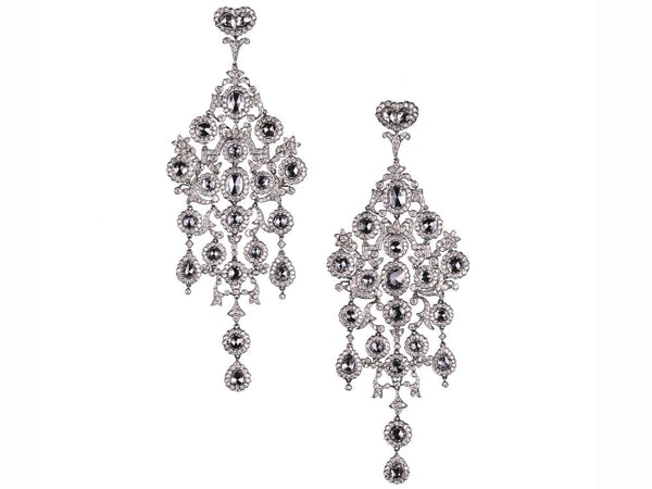 Large Diamond Platinum Chandelier Earrings