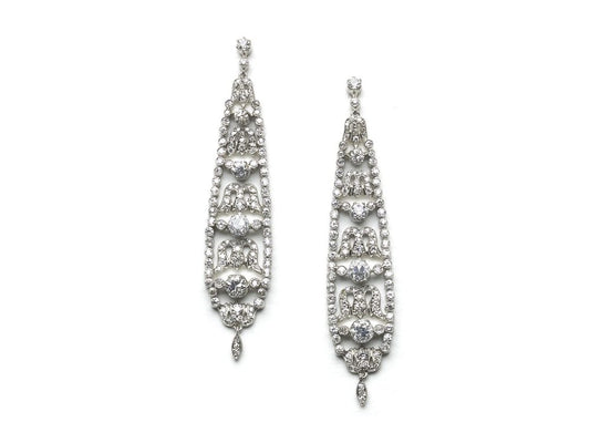Diamond platinum Drop Earrings