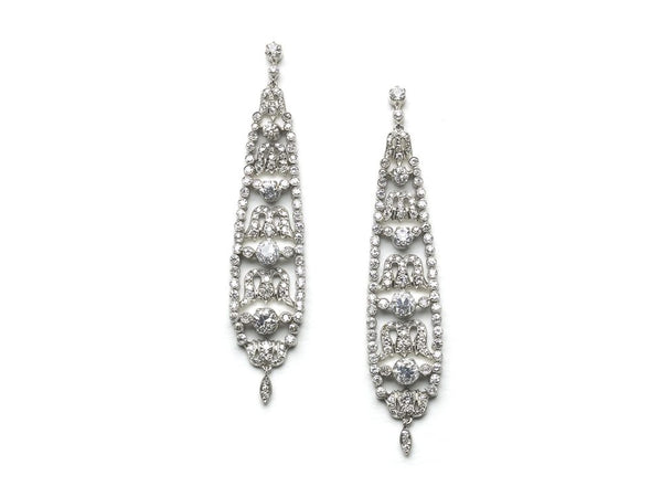 Diamond platinum Drop Earrings