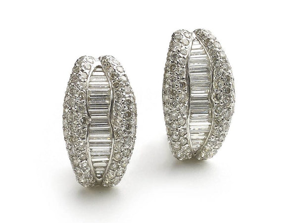 18ct White Gold Diamond Half Hoop Earrings