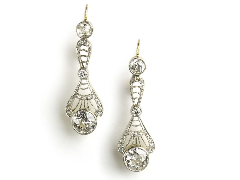 Edwardian Style Diamond Drop Earrings