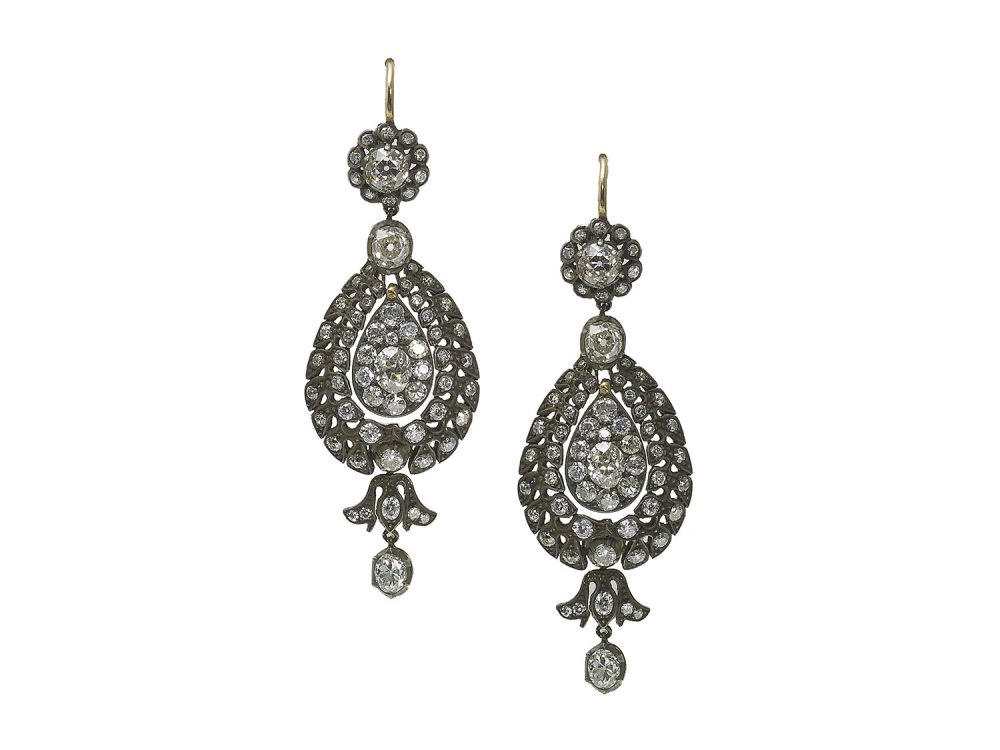 Antique Style Diamond Drop Earrings