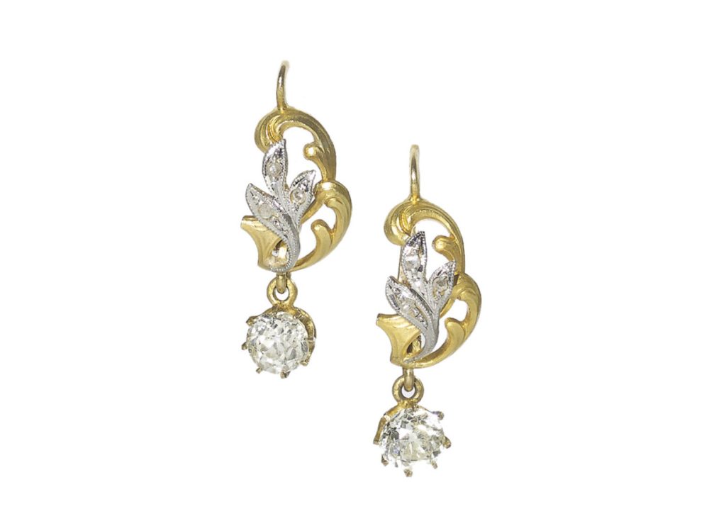 Vintage Old Cut Diamond Drop Earrings