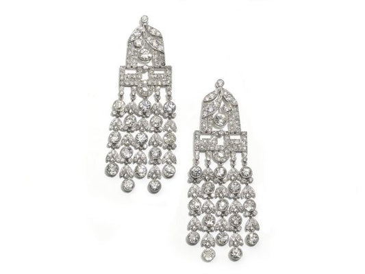 Antique Art Deco Diamond Drop Earrings