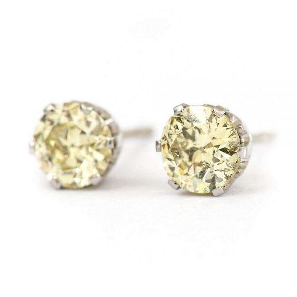 Vintage 18ct White Gold 1.12ct Diamond Stud Earrings, circa 1970s