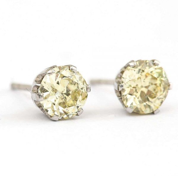 Vintage 18ct White Gold 1.12ct Diamond Stud Earrings, circa 1970s