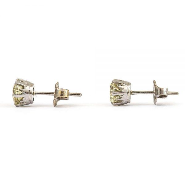 Vintage 18ct White Gold 1.12ct Diamond Stud Earrings, circa 1970s