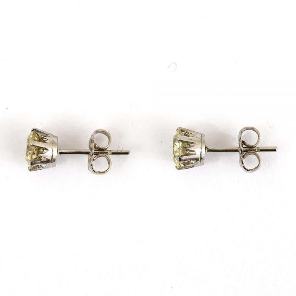 Vintage 18ct White Gold 1.12ct Diamond Stud Earrings, circa 1970s