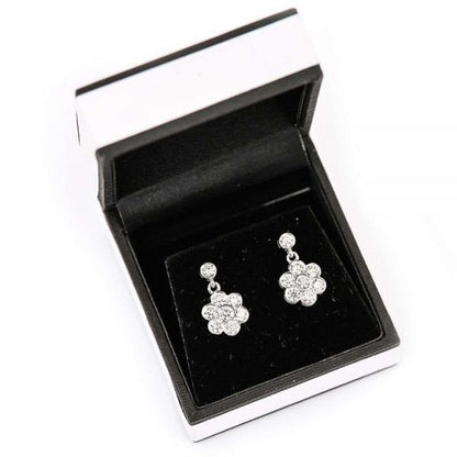 1.42 Carat Diamond Daisy Drop 18ct White Gold Earrings