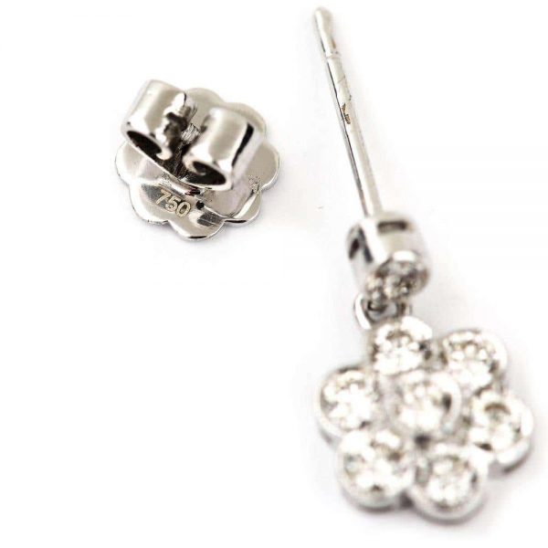 1.42 Carat Diamond Daisy Drop 18ct White Gold Earrings