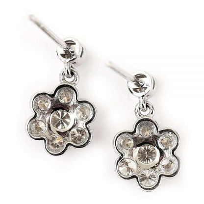 1.42 Carat Diamond Daisy Drop 18ct White Gold Earrings