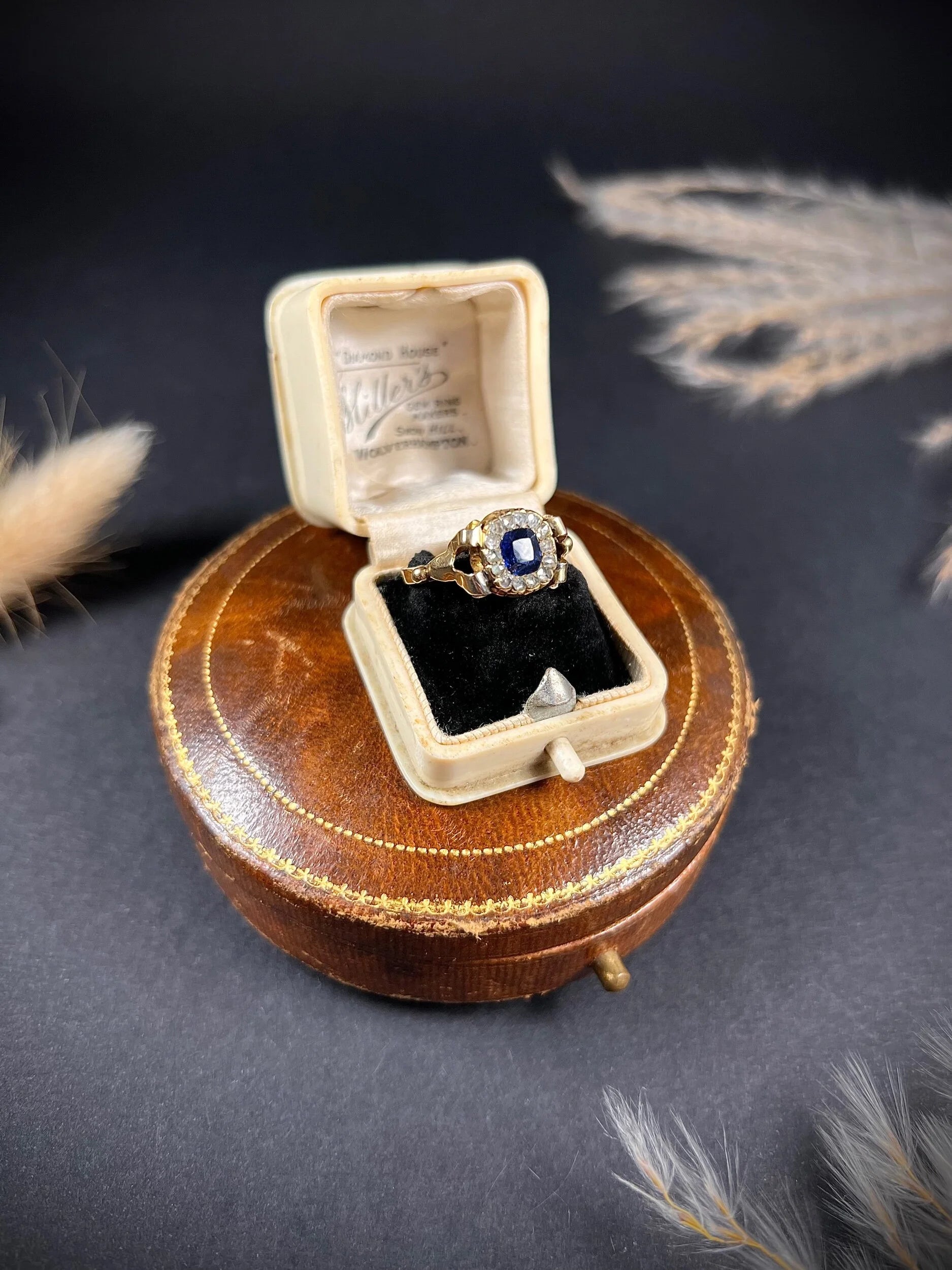 Antique 18 ct Gold Victorian Sapphire And Diamond Cluster Engagement Ring