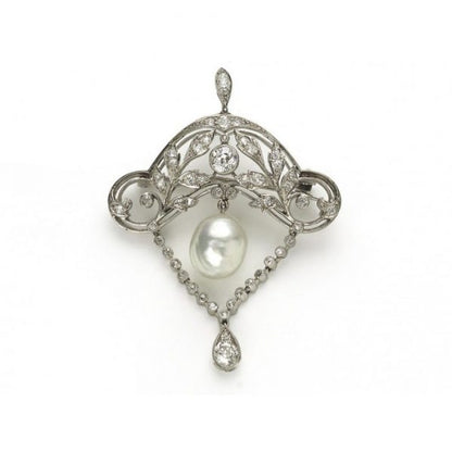EDWARDIAN PEARL & DIAMOND BROOCH PENDANT