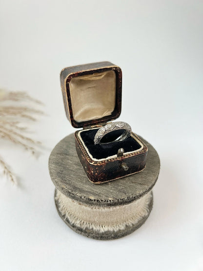 Art Deco Platinum Diamond Set Fancy Filigree Band Ring, Circa 1920
