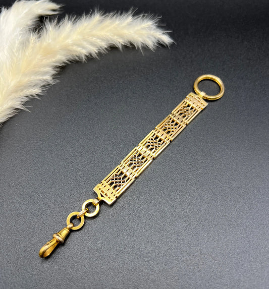 Antique 9 Carat Yellow Gold Gate Link Chain Extender Pendant, Circa 1900
