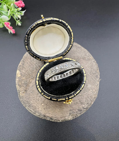 Antique French Platinum Diamond Full Eternity Ring, 1.20 Carats, Circa 1920