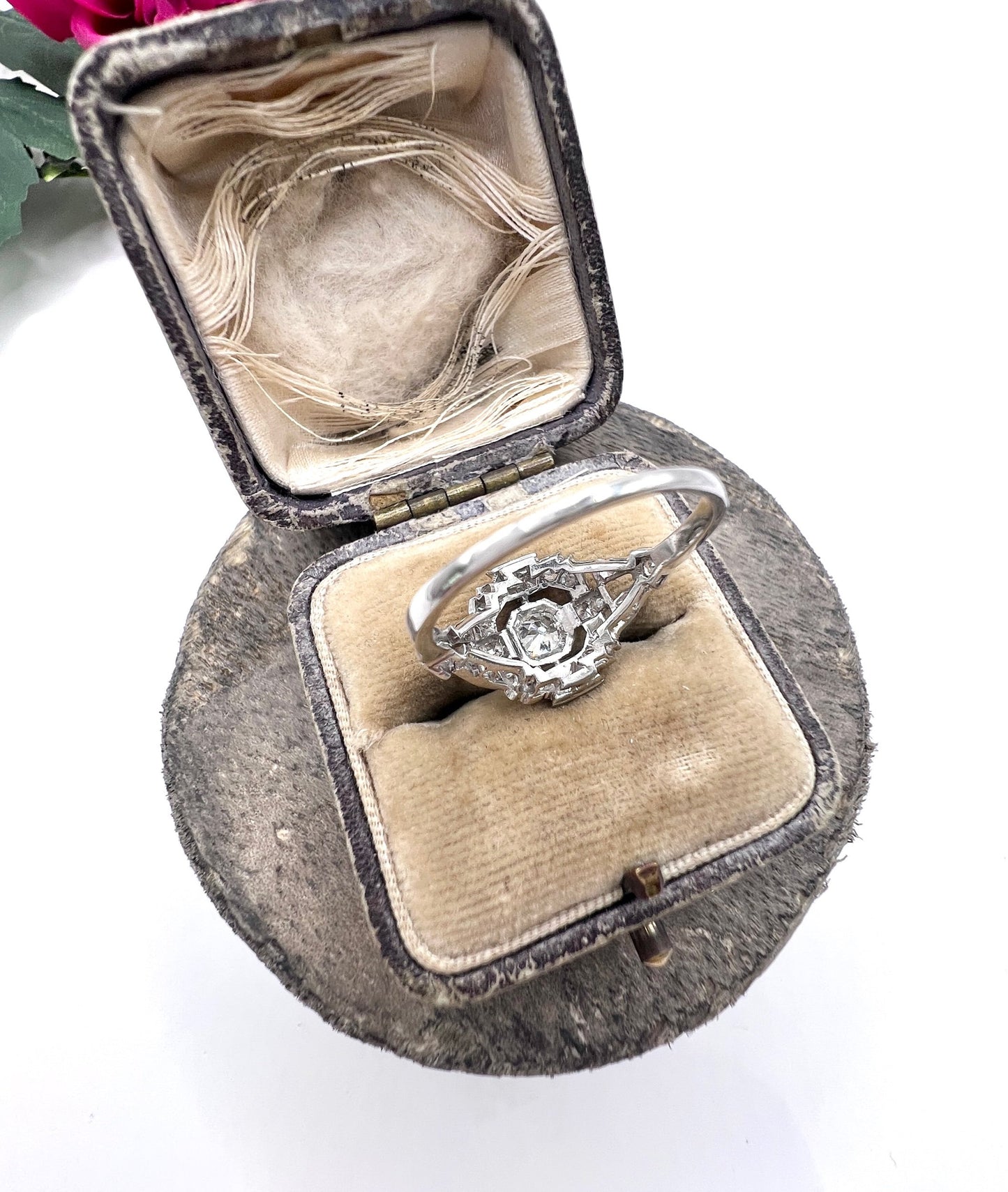 Antique Platinum French Stamped, Edwardian era Diamond Cluster Ring