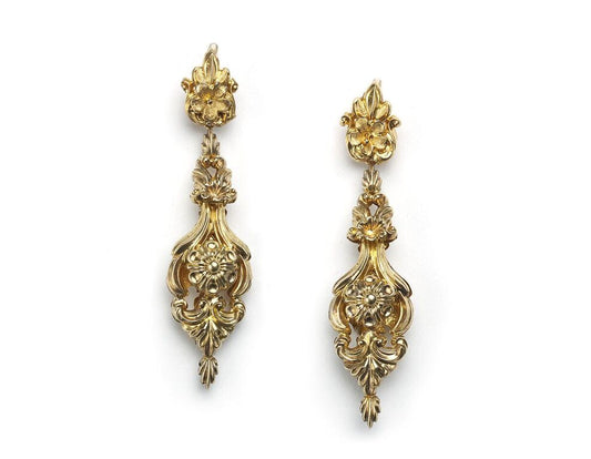 Antique  Victorian Reversible Gold Drop Earrings