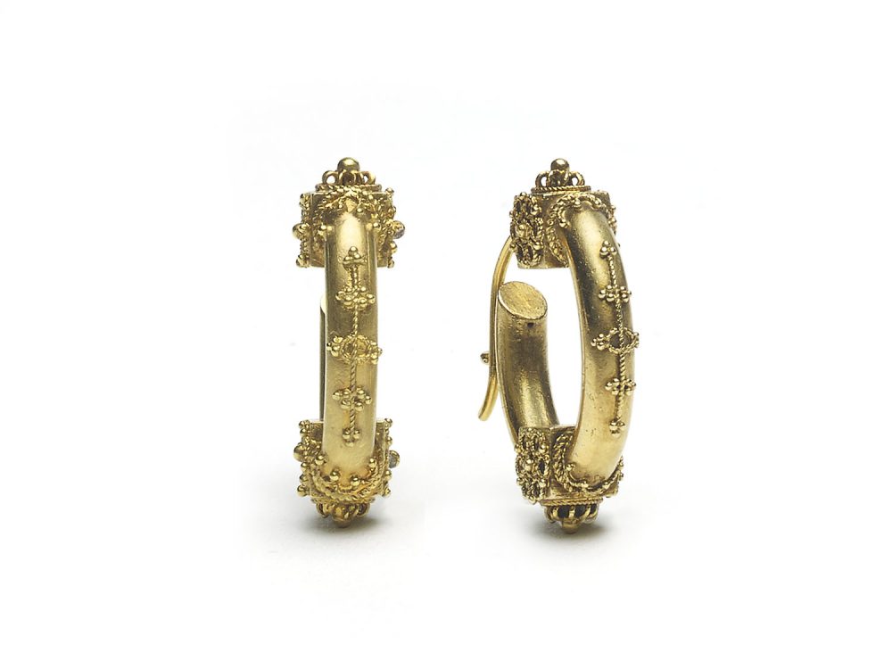 Antique Victorian Etruscan Hoop Earrings
