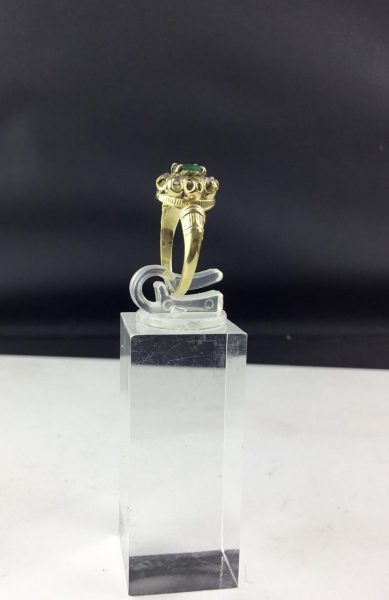 Antique Victorian Emerald and Diamond Gold Crown Mount Ring