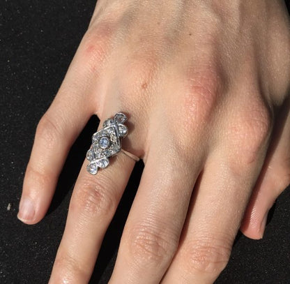 Art Deco Diamond Plaque Ring Platinum C.1925