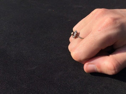 Antique Brown Pearl and Old Cut Diamond Cluster Ring