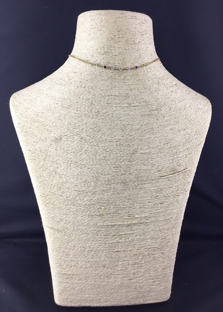 Vintage Suffragette Colours Peridot, Amethyst and Diamond Set Necklace, 18ct Yellow Gold