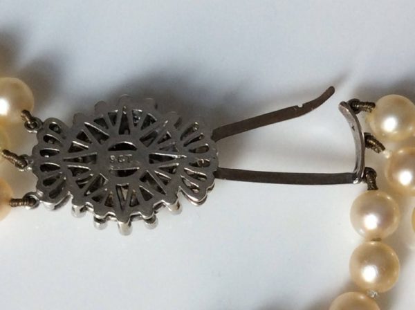 Vintage Pearl and Diamond Triple Row Collar Necklace