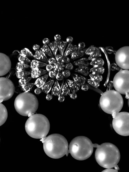 Vintage Pearl and Diamond Triple Row Collar Necklace