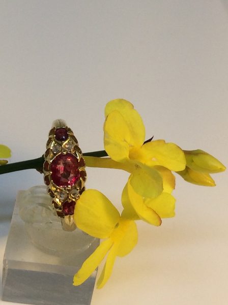 Antique Victorian 1.02ct Ruby and Rose Cut Diamond Ring