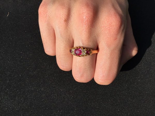 Antique Victorian 1.02ct Ruby and Rose Cut Diamond Ring