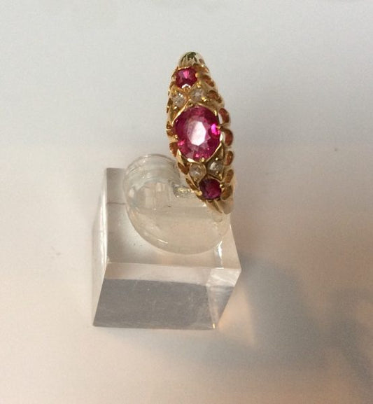 Antique Victorian 1.02ct Ruby and Rose Cut Diamond Ring