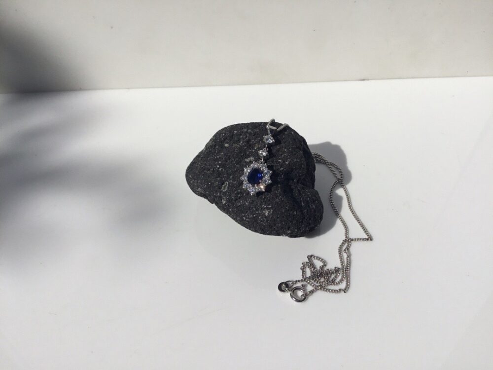 Vintage Sapphire and Diamond Pendant in 18ct White Gold