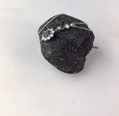 Vintage Sapphire and Diamond Pendant in 18ct White Gold