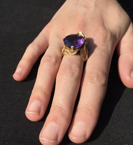 Vintage Strellman Amethyst Gold Cocktail Ring