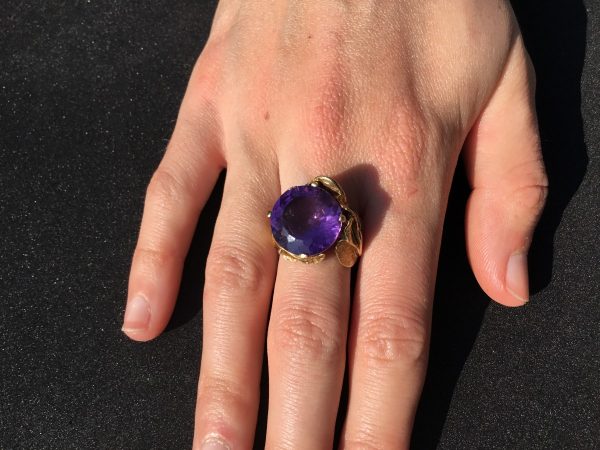 Vintage Strellman Amethyst Gold Cocktail Ring