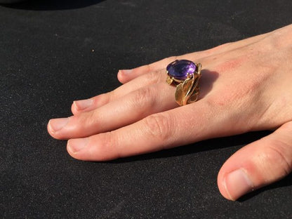 Vintage Strellman Amethyst Gold Cocktail Ring