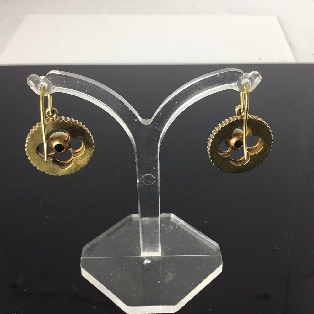 Antique Victorian Old Cut Diamond Set Drop Earrings in 18ct Gold