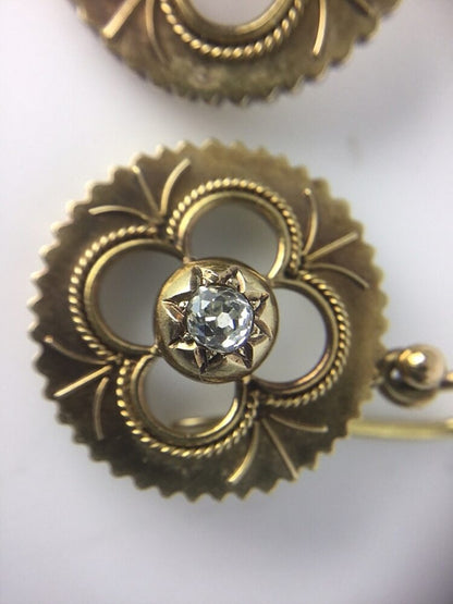 Antique Victorian Old Cut Diamond Set Drop Earrings in 18ct Gold