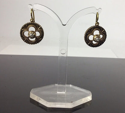 Antique Victorian Old Cut Diamond Set Drop Earrings in 18ct Gold